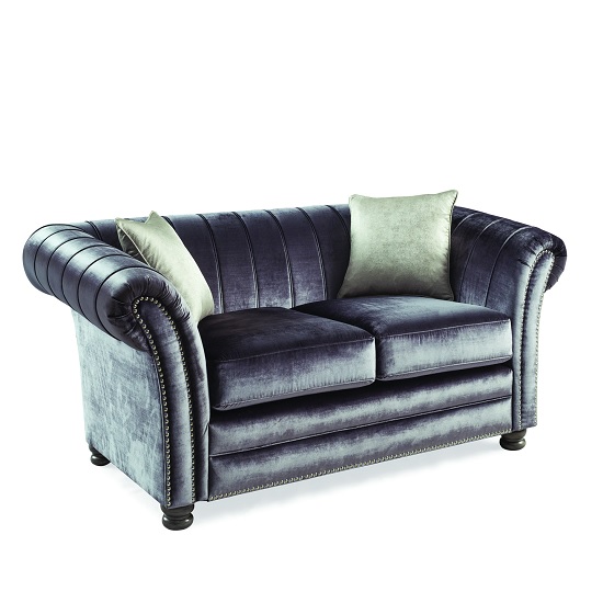 Dovern Fabric 2 Seater Sofa In Charcoal With Limed Oak Bun Feet