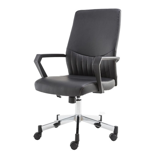Brome Faux Leather office Chair In Black_2