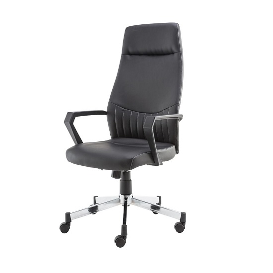 Brome High Back Faux Leather office Chair In Black_2