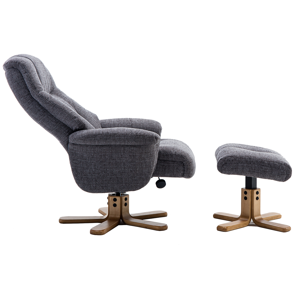 Dox Fabric Recliner Chair With Stool In Lisbon Grey
