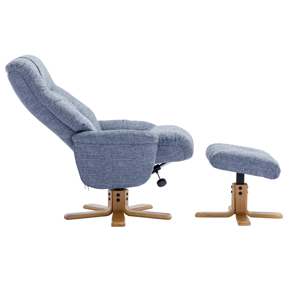 Dox Fabric Recliner Chair With Stool In Lisbon Marine