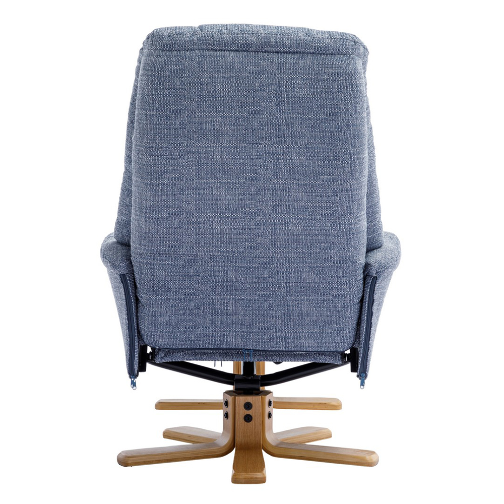 Dox Fabric Recliner Chair With Stool In Lisbon Marine