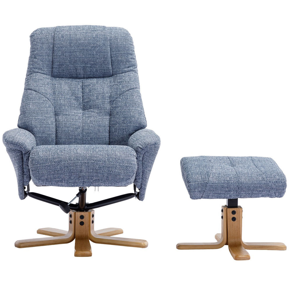 Dox Fabric Recliner Chair With Stool In Lisbon Marine