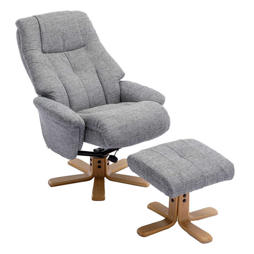 Dox Fabric Recliner Chair With Stool In Lisbon Rock