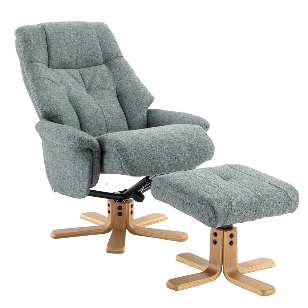 Dox Fabric Recliner Chair With Stool In Lisbon Teal