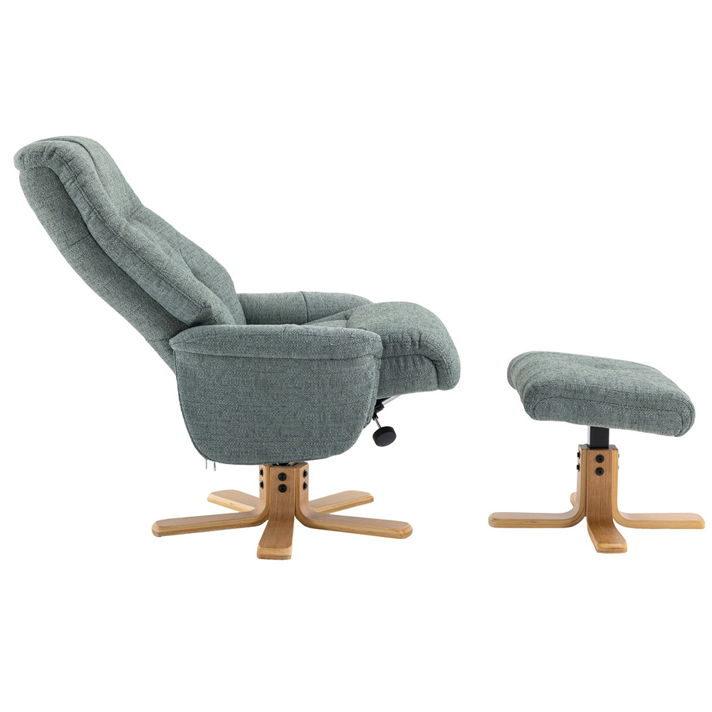 Dox Fabric Recliner Chair With Stool In Lisbon Teal