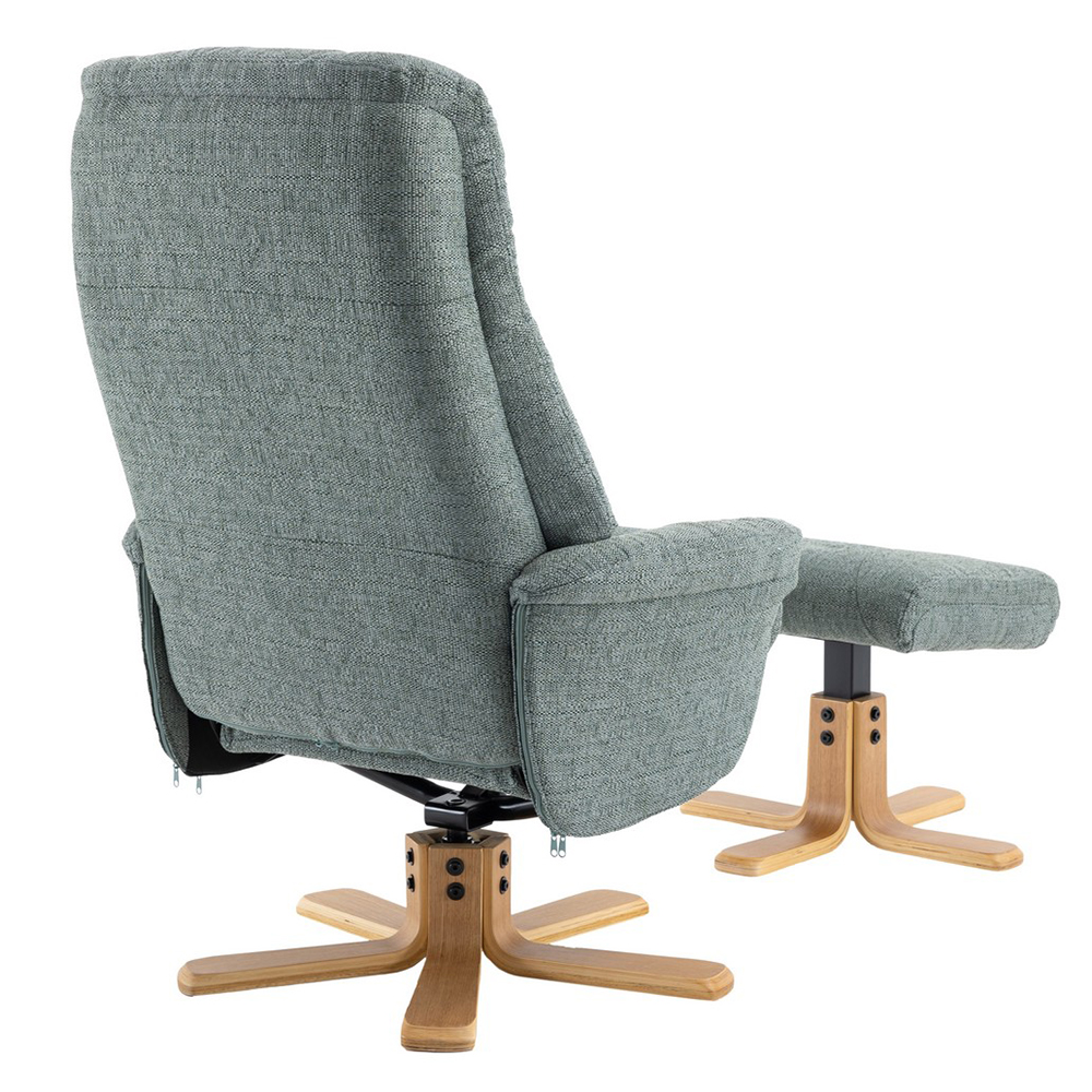 Dox Fabric Recliner Chair With Stool In Lisbon Teal