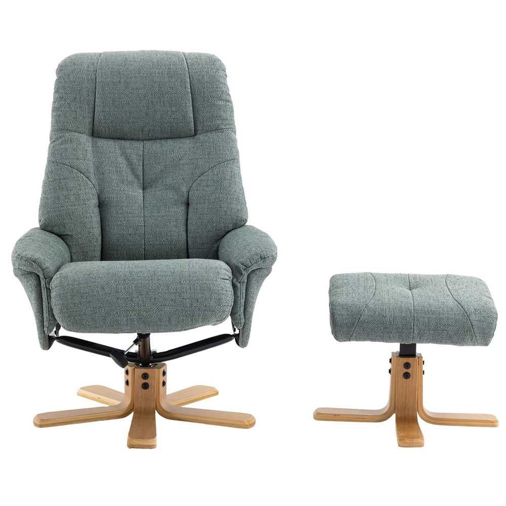 Dox Fabric Recliner Chair With Stool In Lisbon Teal