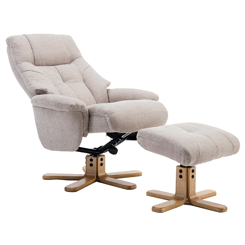 Dox Fabric Recliner Chair With Stool In Lisbon Wheat