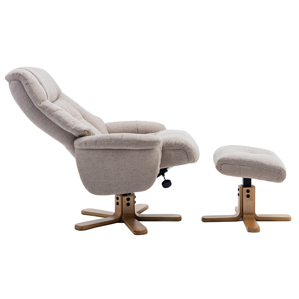 Dox Fabric Recliner Chair With Stool In Lisbon Wheat