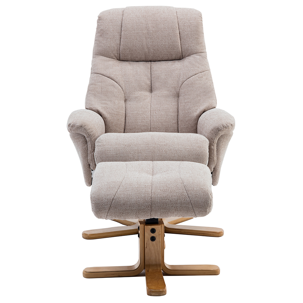 Dox Fabric Recliner Chair With Stool In Lisbon Wheat
