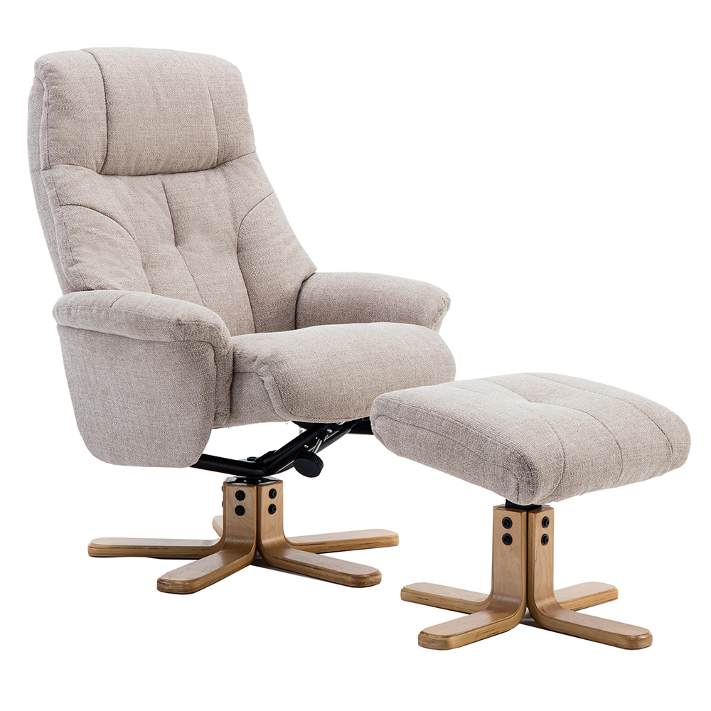 Dox Fabric Recliner Chair With Stool In Lisbon Wheat
