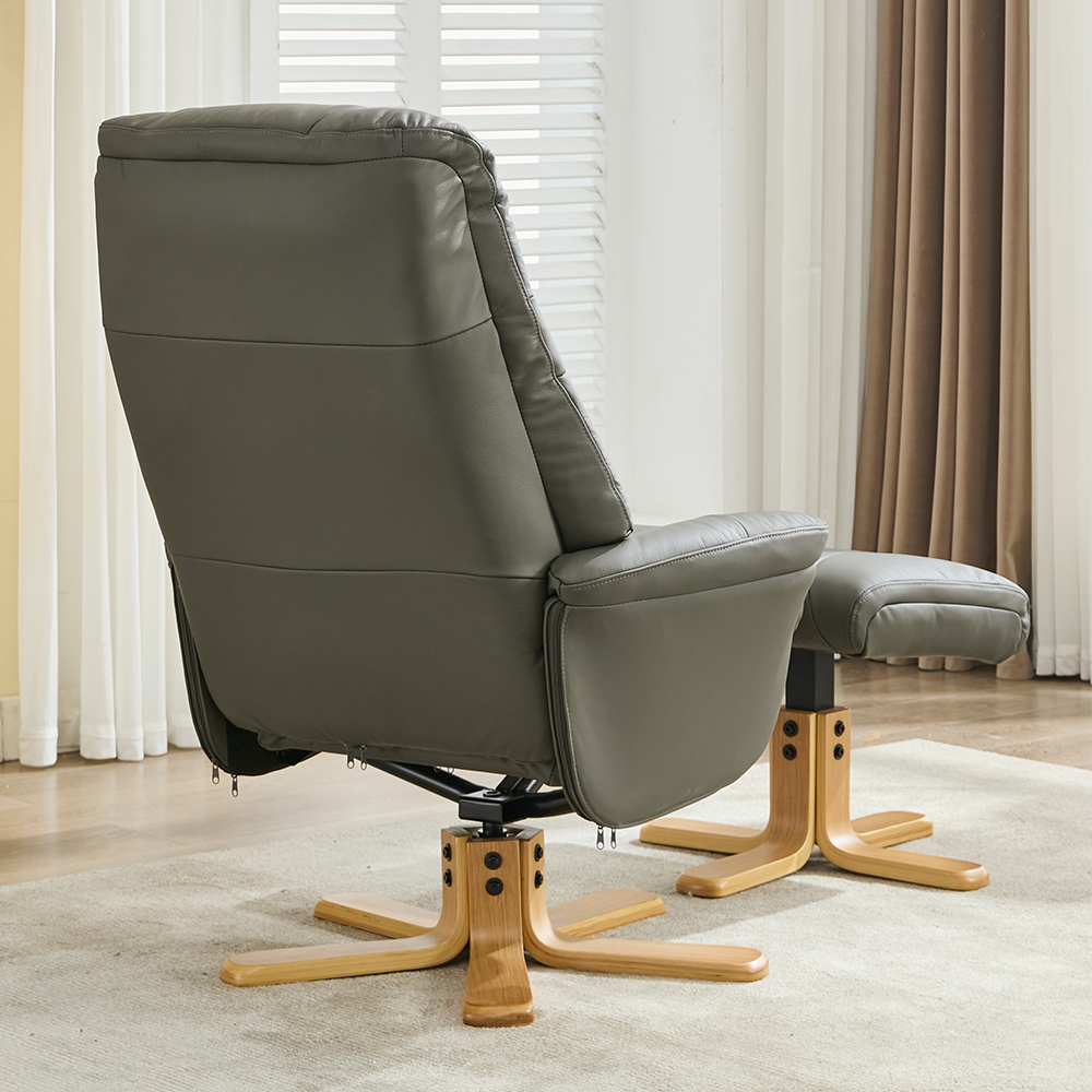 Dox Faux Leather Recliner Chair With Stool In Cinder