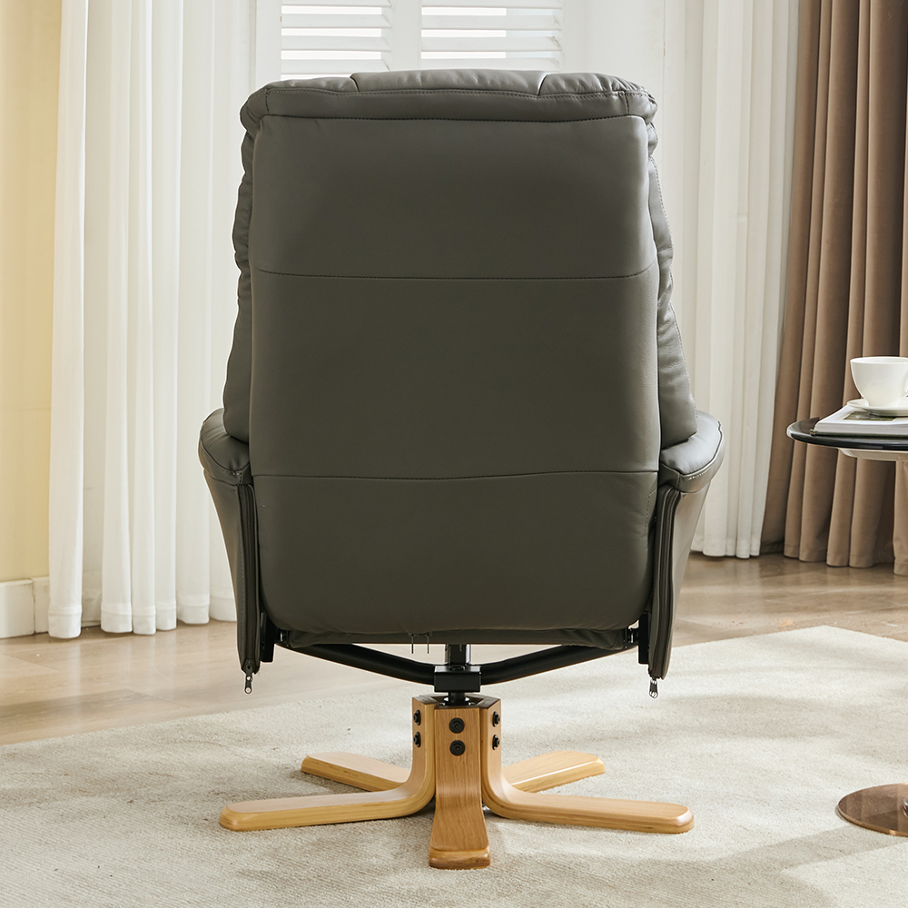 Dox Faux Leather Recliner Chair With Stool In Cinder