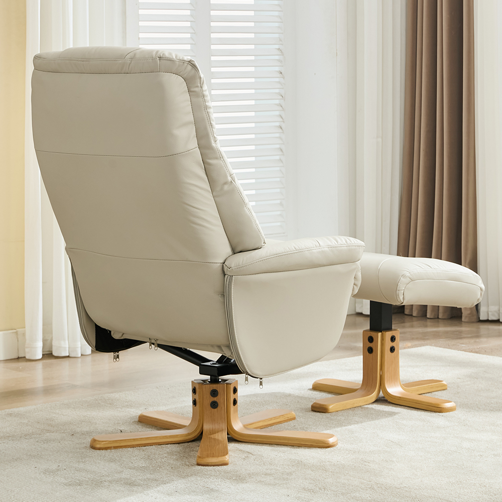 Dox Faux Leather Recliner Chair With Stool In Mushroom