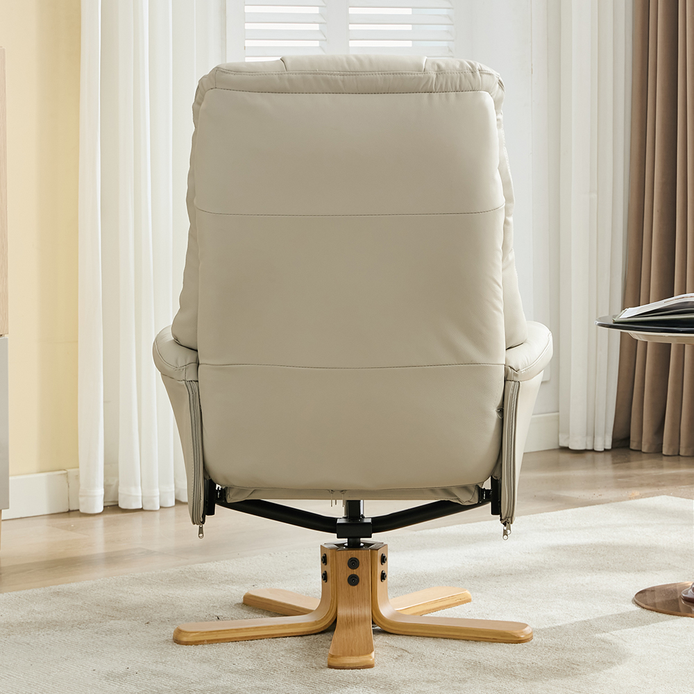 Dox Faux Leather Recliner Chair With Stool In Mushroom