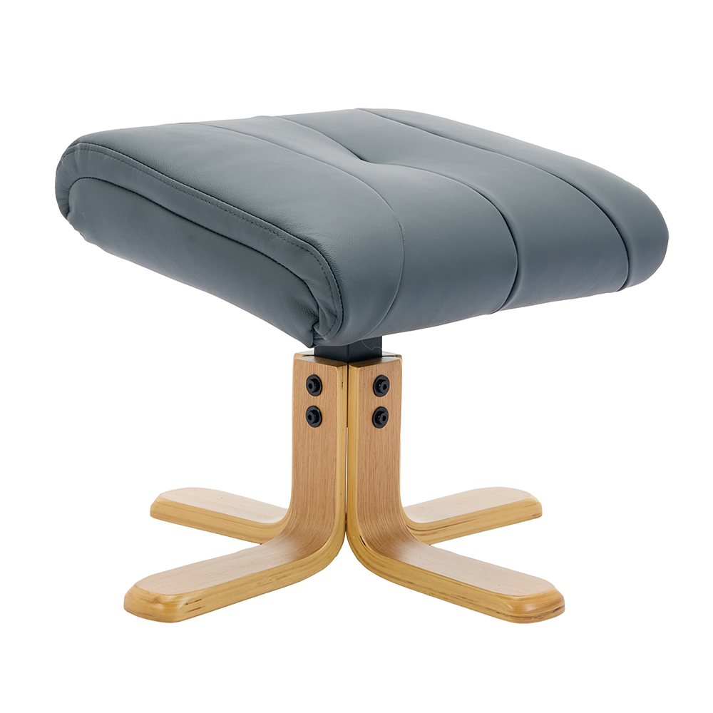 Dox Faux Leather Recliner Chair With Stool In Petrol Blue