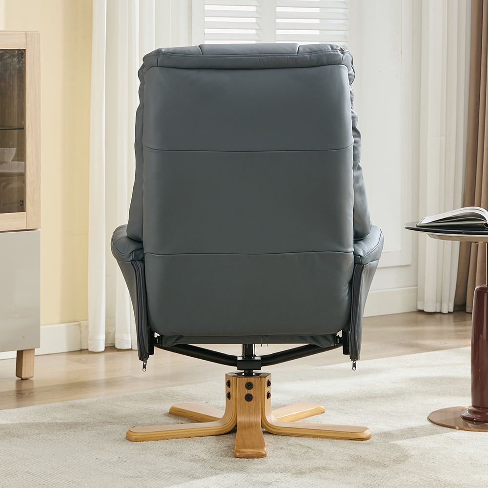 Dox Faux Leather Recliner Chair With Stool In Petrol Blue