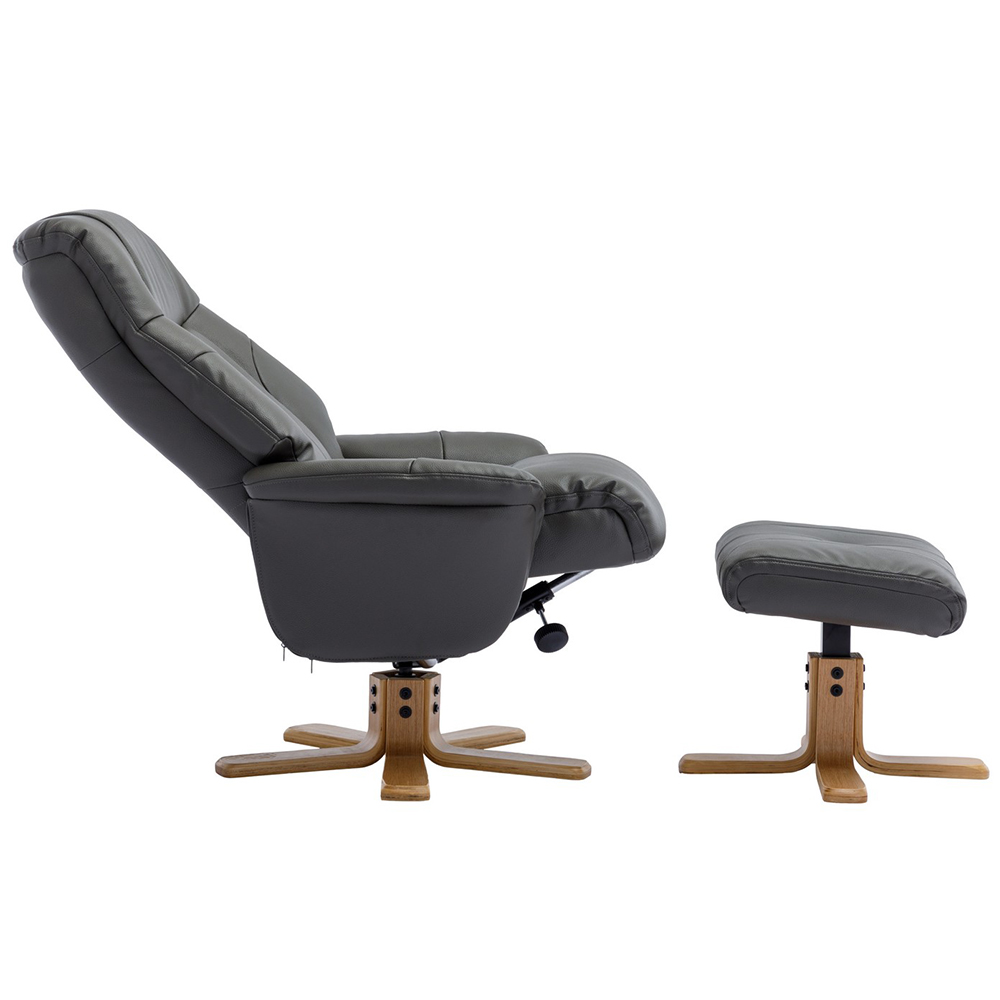 Dox Leather Recliner Chair With Stool In Cinder