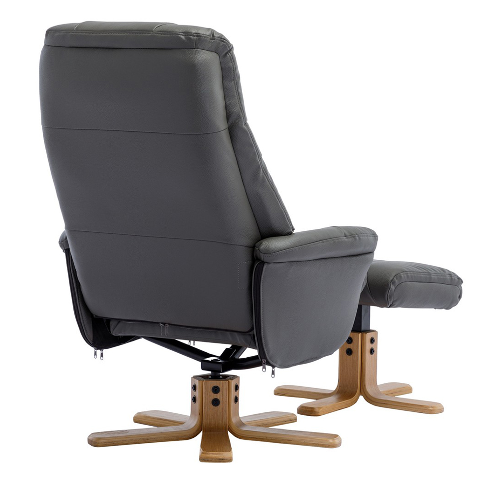 Dox Leather Recliner Chair With Stool In Cinder