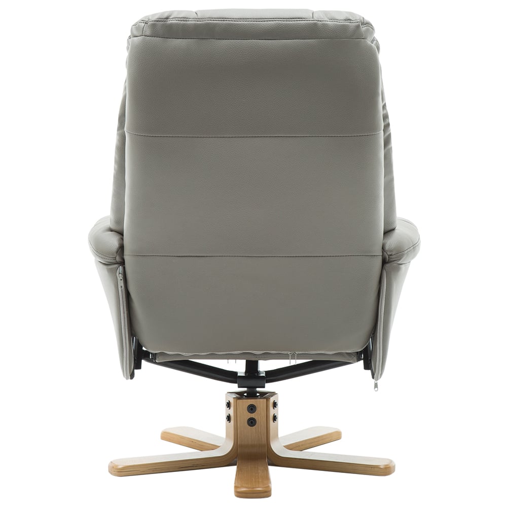 Dox Leather Recliner Chair With Stool In Grey
