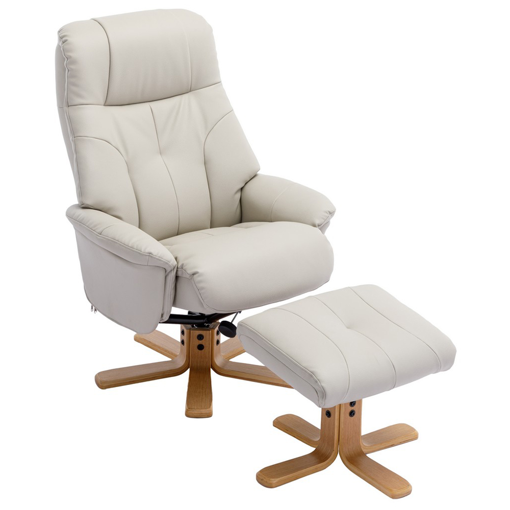 Dox Leather Recliner Chair With Stool In Mushroom