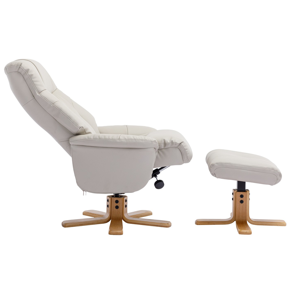 Dox Leather Recliner Chair With Stool In Mushroom