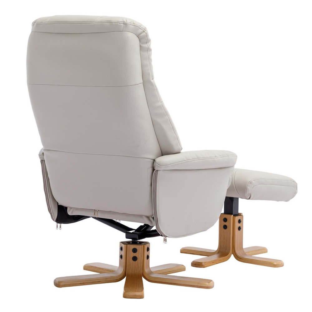 Dox Leather Recliner Chair With Stool In Mushroom