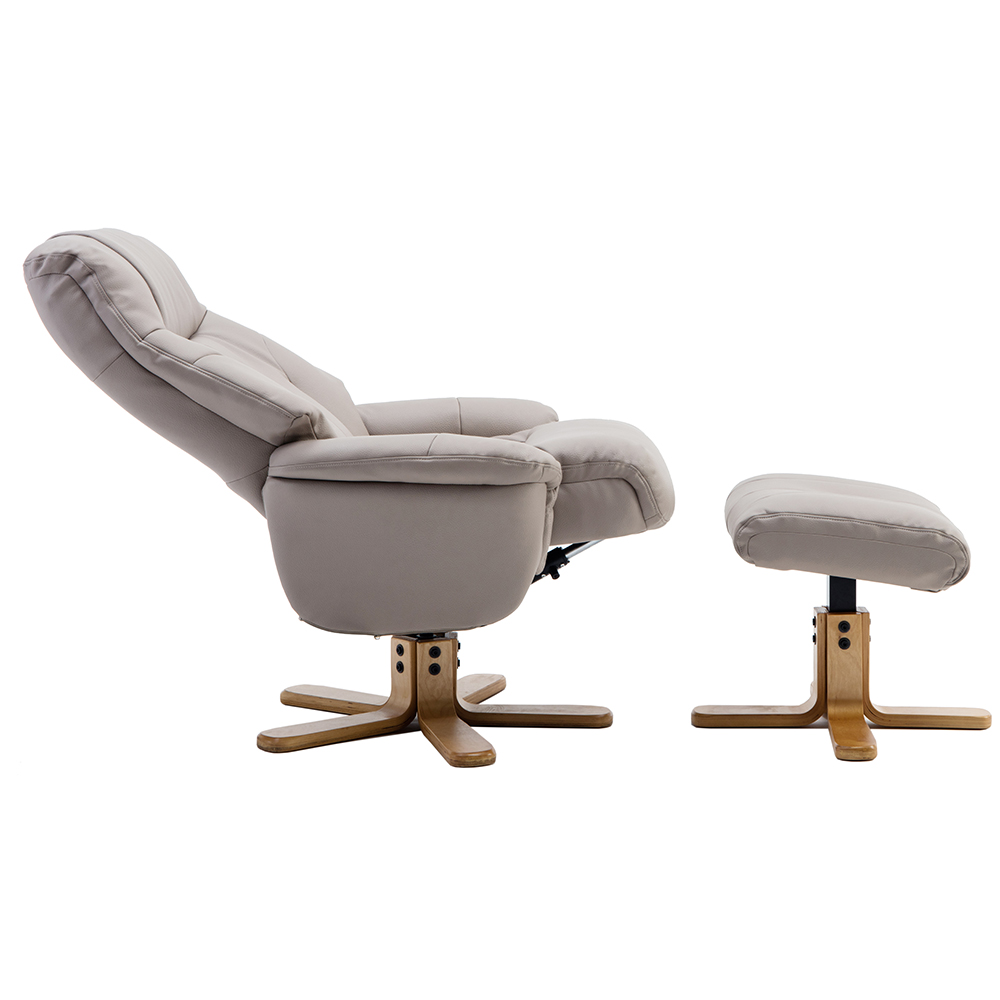 Dox Leather Recliner Chair With Stool In Pebble