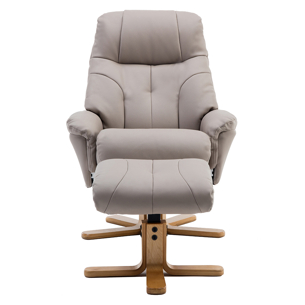 Dox Leather Recliner Chair With Stool In Pebble