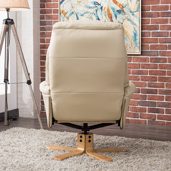 Dox Plush Swivel Recliner Chair And Footstool In Cream_7