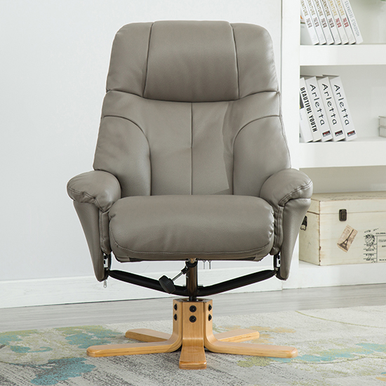 Dox Plush Swivel Recliner Chair And Footstool In Grey_6