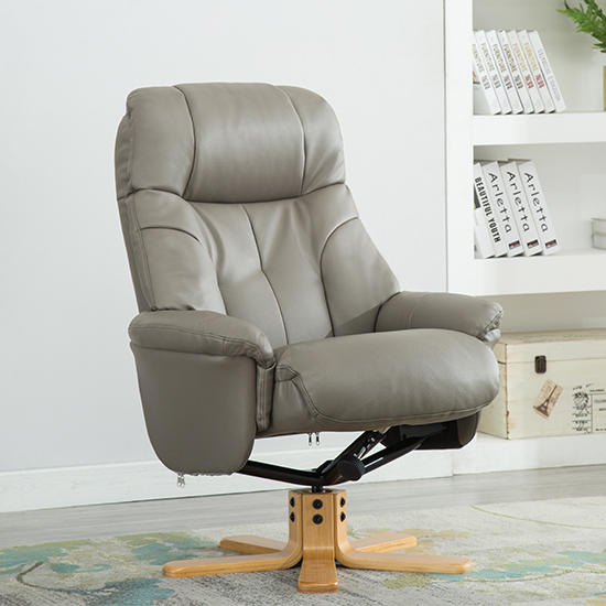 Dox Plush Swivel Recliner Chair And Footstool In Grey_7