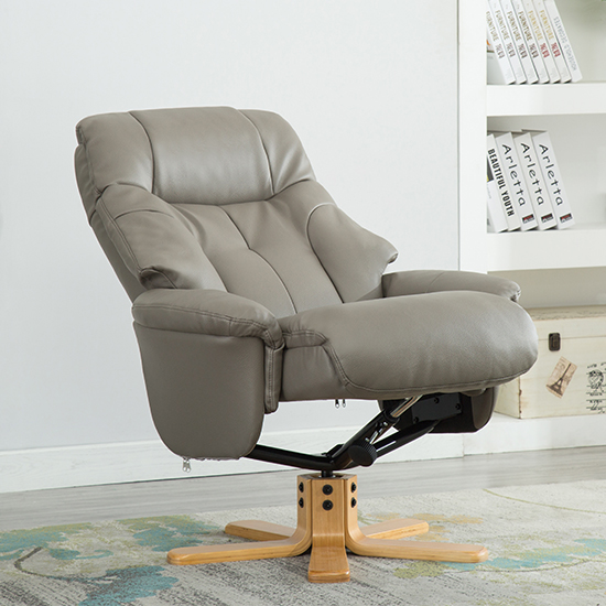 Dox Plush Swivel Recliner Chair And Footstool In Grey_8
