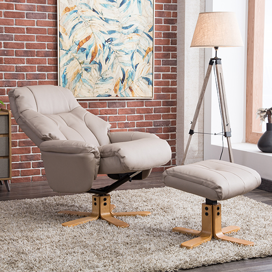 Dox Plush Swivel Recliner Chair And Footstool In Pebble_2