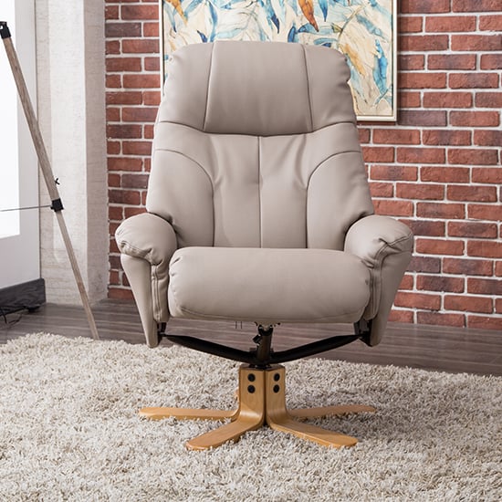 Dox Plush Swivel Recliner Chair And Footstool In Pebble_6