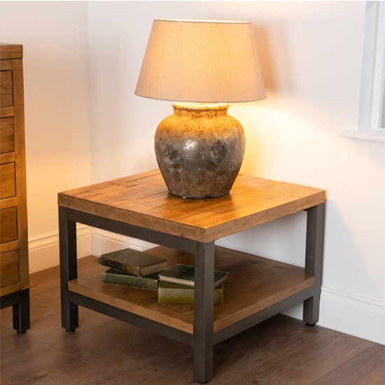 Drafint Square Wooden Lamp Table In Pine_1