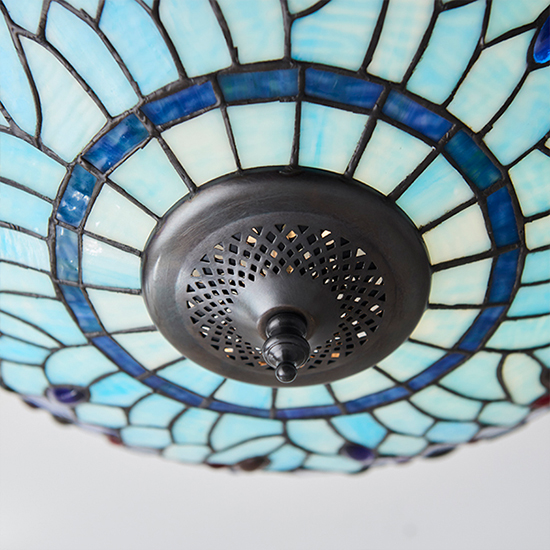 Dragonfly Blue 2 Lights Medium Ceiling Light In Dark Bronze