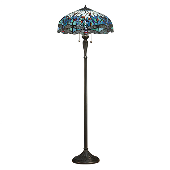 Dragonfly Blue Tiffany Glass Floor Lamp In Dark Bronze_2
