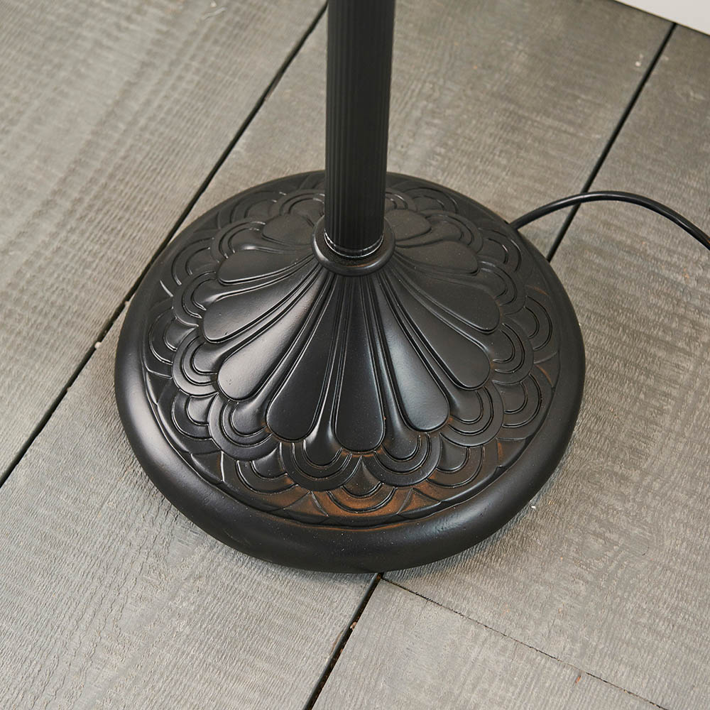 Dragonfly Blue Tiffany Glass Shade Floor Lamp In Satin Black