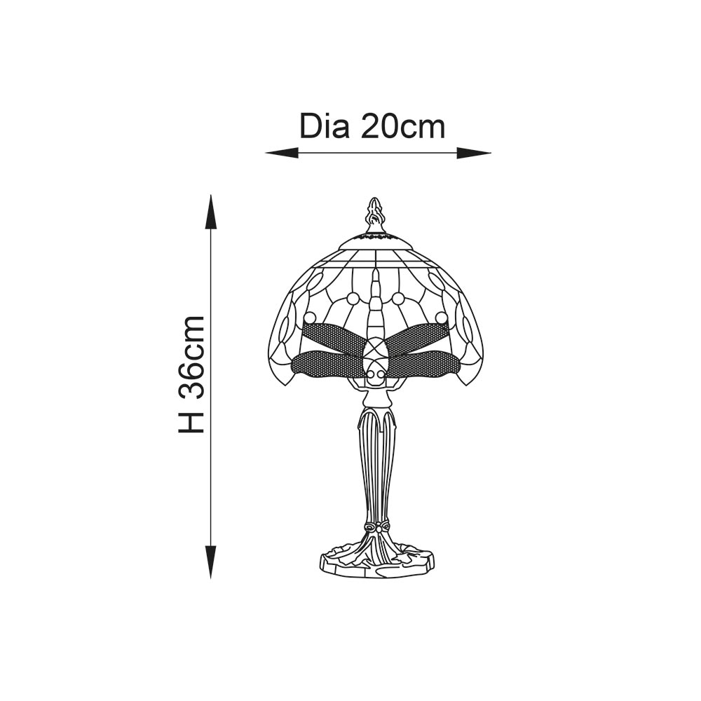 Dragonfly Blue Tiffany Glass Shade Table Lamp In Satin Black
