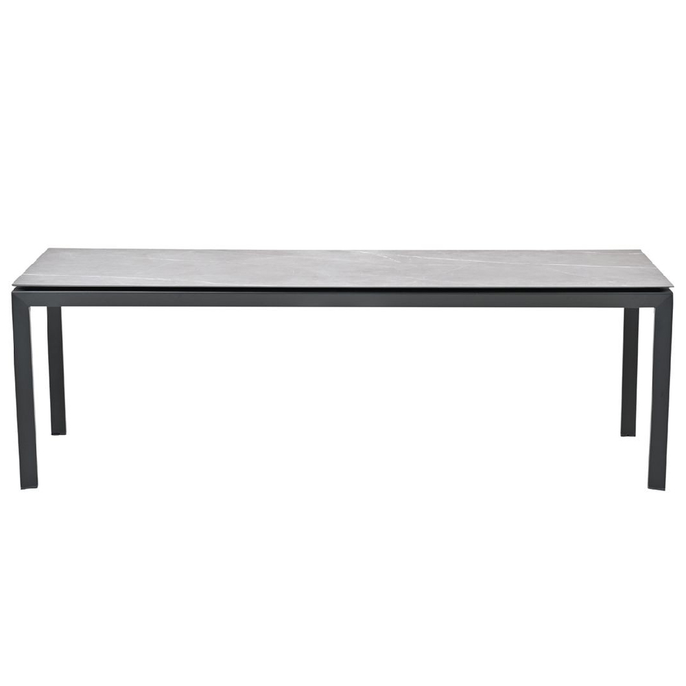 Draper Large Stone Rectangular Garden Dining Table In Grey