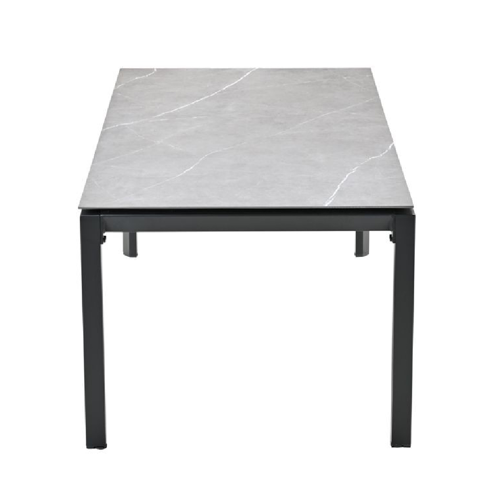 Draper Large Stone Rectangular Garden Dining Table In Grey