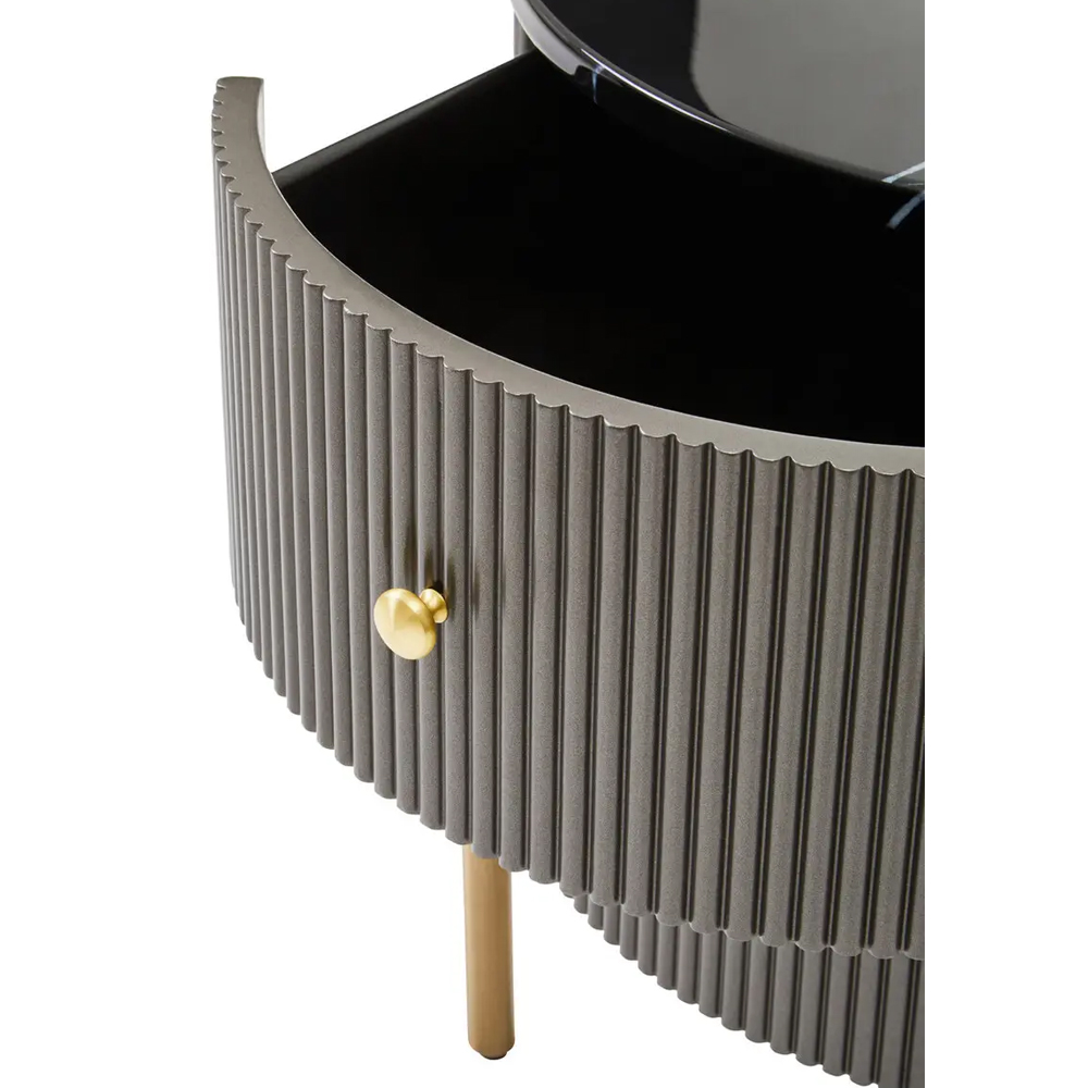 Draper Wooden Bedside Cabinet In Grey And Black Marble Effect
