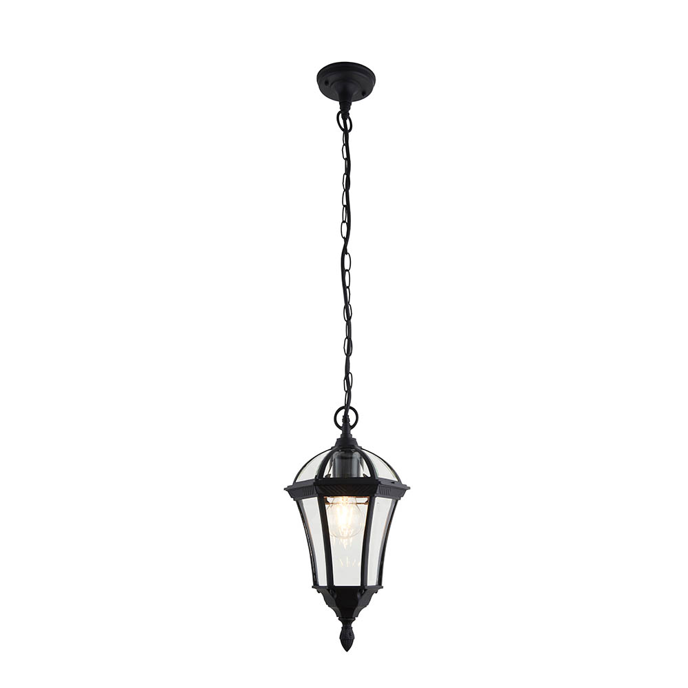 Drayton Clear glass shade Pendant Light In Matt Black