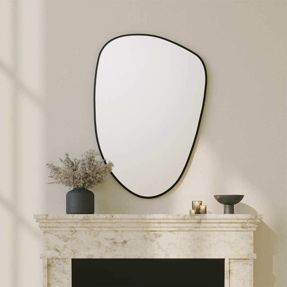 Dream Glass Wall Mirror with Black Wooden Frame