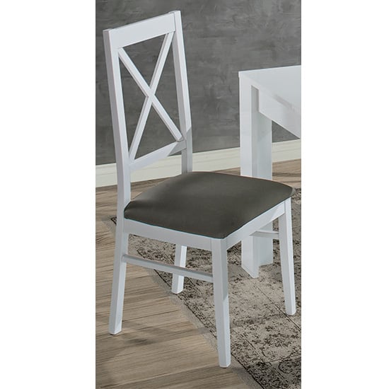 Photo of Drent wooden dining chair in white