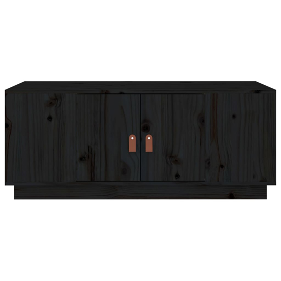 Drika Pinewood Coffee Table With 2 Doors And Shelves In Black