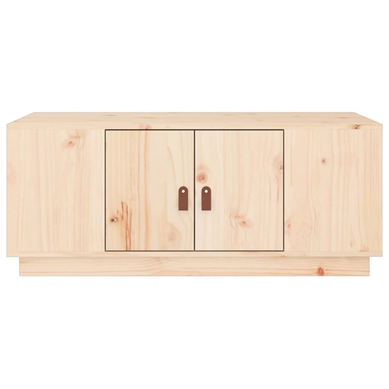 Drika Pinewood Coffee Table With 2 Doors And Shelves In Natural