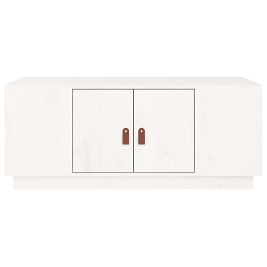 Drika Pinewood Coffee Table With 2 Doors And Shelves In White